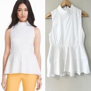 Zara Mock Neck White Peplum Top
